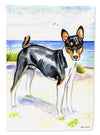 Tricolor Basenji at the beach Garden Flag – Decorative Outdoor Yard Flag