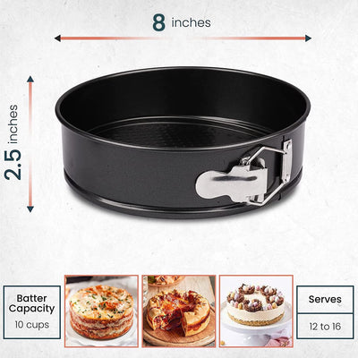 RFAQK 8 Inch Springform Cake Pan-Nonstick Baking Set with Removable Bottom,Leakproof Cheesecake Pan with 50Pcs Parchment Papers,(E-Book Included)