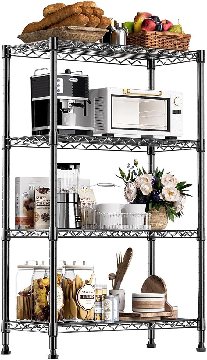 1000 lbs Storage Shelving Steel Heavy Duty 4-Tier Utility Shelving Unit Steel Organizer Wire Rack for Home,Kitchen,Office (13.7