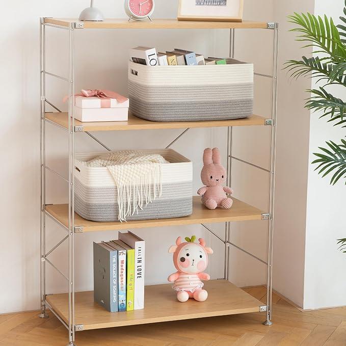 Large Storage Basket for Organizing, Woven Rope Basket for Shelves, Closet Organizer Bins for Clothes, Blanket, Toys, Baby Nursery Storage, 17.7