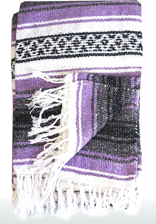 Del Mex Classic Mexican Blanket, Large Authentic Woven Falsa Throw (70