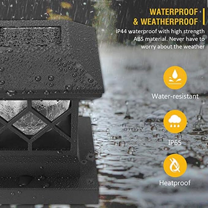 TWINSLUXES Solar Cap Lights Outdoor - Waterproof LED Fence Solar Lights for 3.5x3.5/4x4/5x5 Wood Posts in Patio, Deck or Garden Decoration 2 Pack