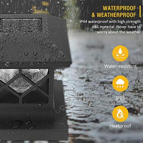 TWINSLUXES Solar Post Cap Lights Outdoor - Waterproof LED Fence Post Solar Lights for 3.5x3.5/4x4/5x5 Wood Posts in Patio, Deck or Garden Decoration Warm Light… (6 Pack)
