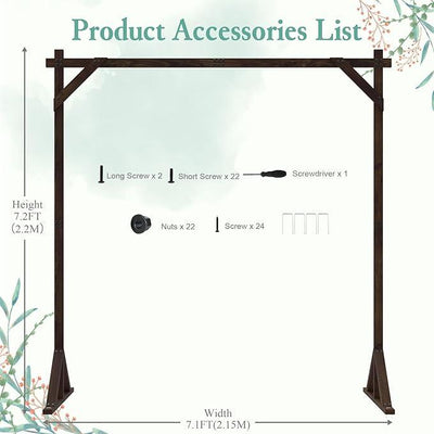 7.2FT Wedding Arch Square Wood Wedding Arches for Ceremony Wooden Wedding Arbor Backdrop Stand for Indoor Outdoor Wedding Party Proposal Scene Garden Beach Forest Rustic Boho Decoration