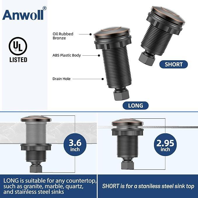 Garbage Disposal Air Switch Kit -Professional- Dual Outlet, Sink Top Waste Disposer On/Off, Garbage Disposal Button, Brass Made Cover, UL Listed