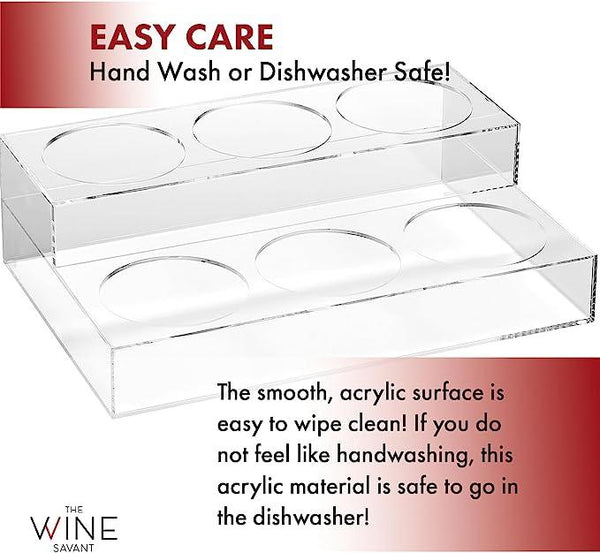 Acrylic Bottle Holder, Coffee Syrup Rack Display Case | 2-Tiered 6 Bottle | Wine Bar Bottle Rack, Clear Shelf Rack for Kitchen, Countertop, Fridge Pantry Storage Organizer - Wine, Soda, Cans, Liquor