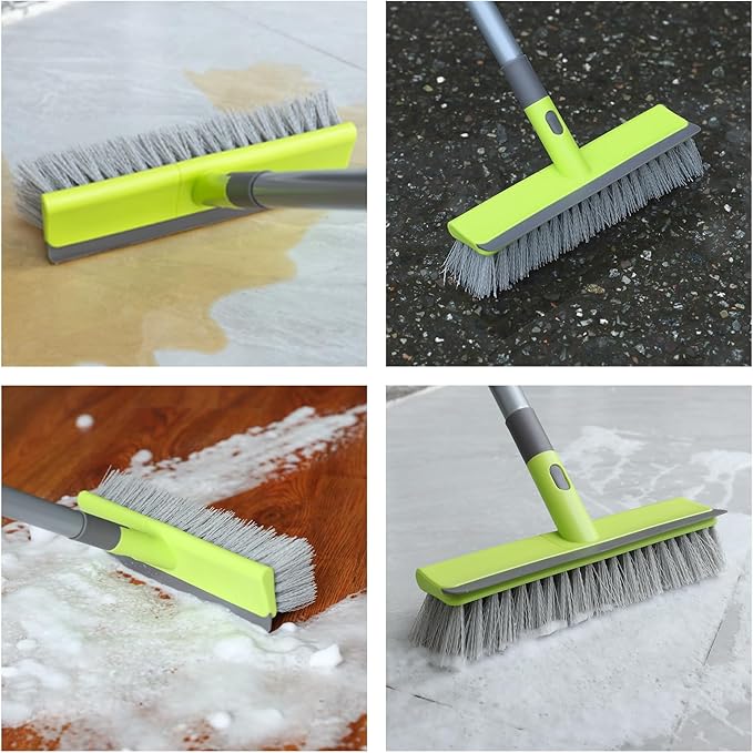 Floor Scrub Brush 2 in 1 Scrape and Stiff Bristle Deck Brush for Cleaning Concrete, Patio, Garage, Kitchen, Carpet and Bathroom 57