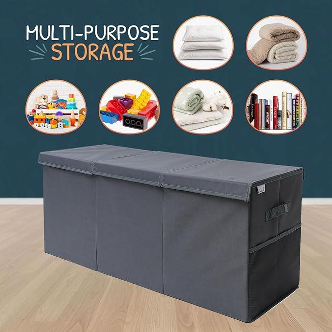 Extra Large Toy Storage Organizer with Lid - Sturdy, Collapsible Toy Chest Storage Box Design - Toys Bin with Dividers for Kids, Nursery, Bedroom, Playroom 37