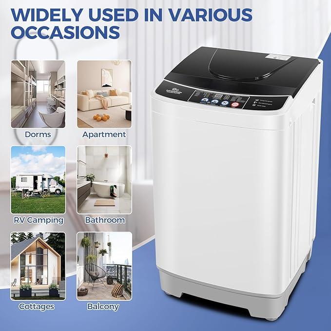Nictemaw Portable Washing Machine 20Lbs Portable Washer Machine with Drain Pump, 2.8 Cu.ft Compact Washer with 10 Programs 8 Water Levels Small Washing Machine for Apartment, Home, Dorms, Rv