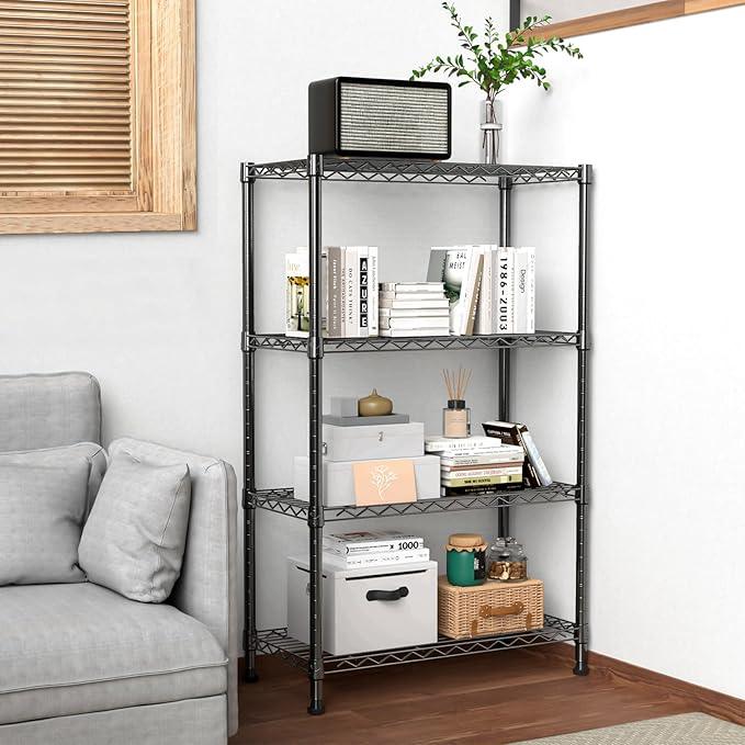 1000 lbs Storage Shelving Steel Heavy Duty 4-Tier Utility Shelving Unit Steel Organizer Wire Rack for Home,Kitchen,Office (13.7