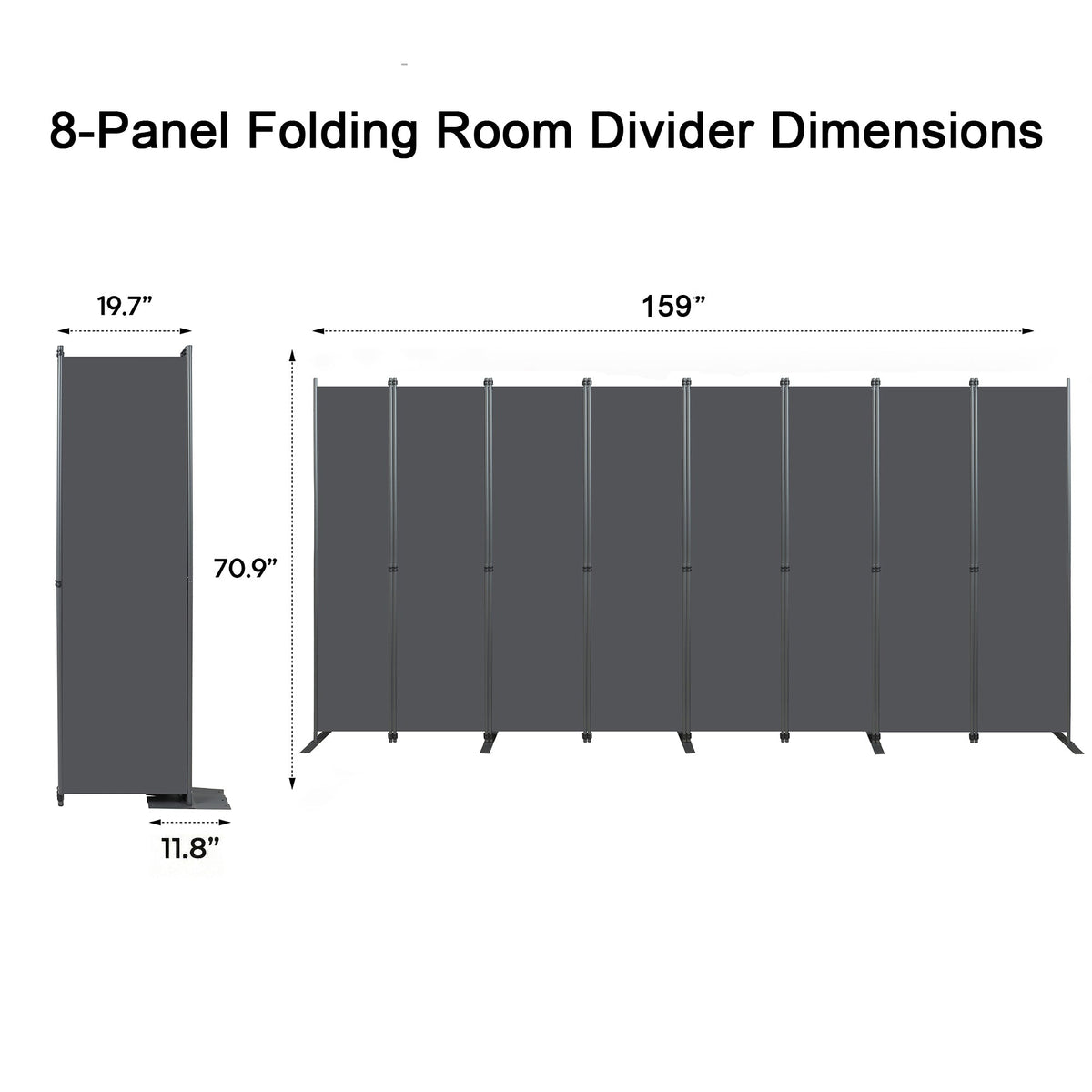 Room Divider 8-Panel Folding Privacy Screen