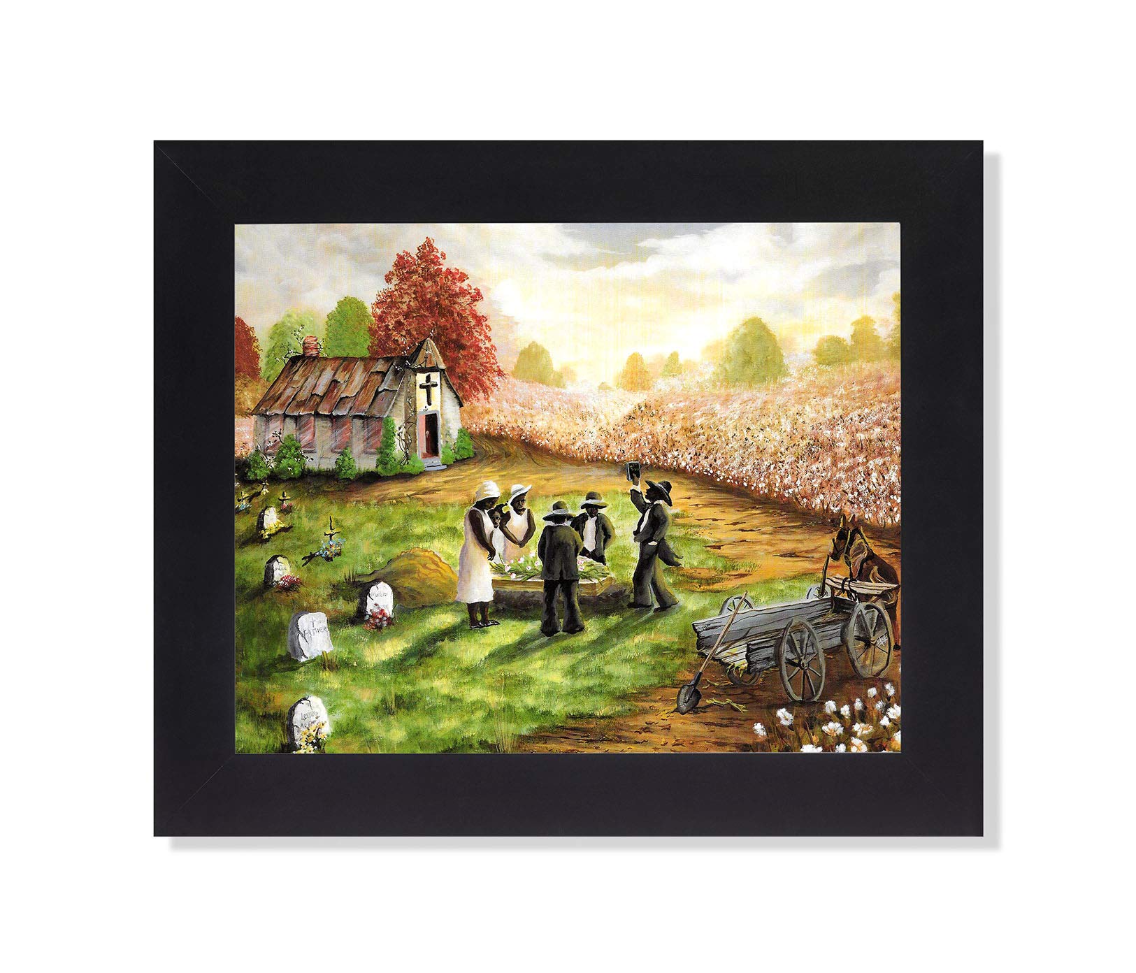 Framed Art Print - African American Church Funeral 8x10 Black Oak Frame