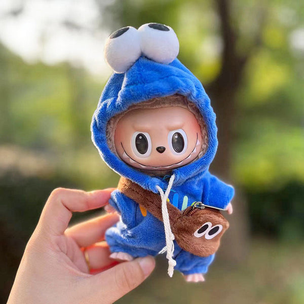 Clothing only] First and second generation keychains Labubu clothing pendant canvas shoulder bag sesame bird two-piece set