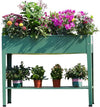 Raised Garden Bed, Elevated Planter Green Metal Plant Box with Legs Standing Garden Stand Drainage Holes Green (Green 40