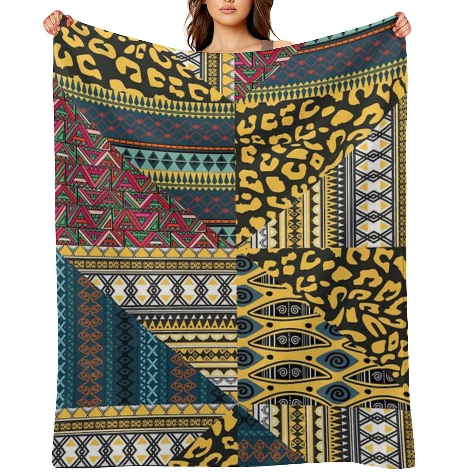 Black Ethnic Pattern Lightweight Throw Blanket