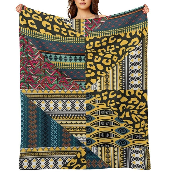 Black Ethnic Pattern Lightweight Throw Blanket