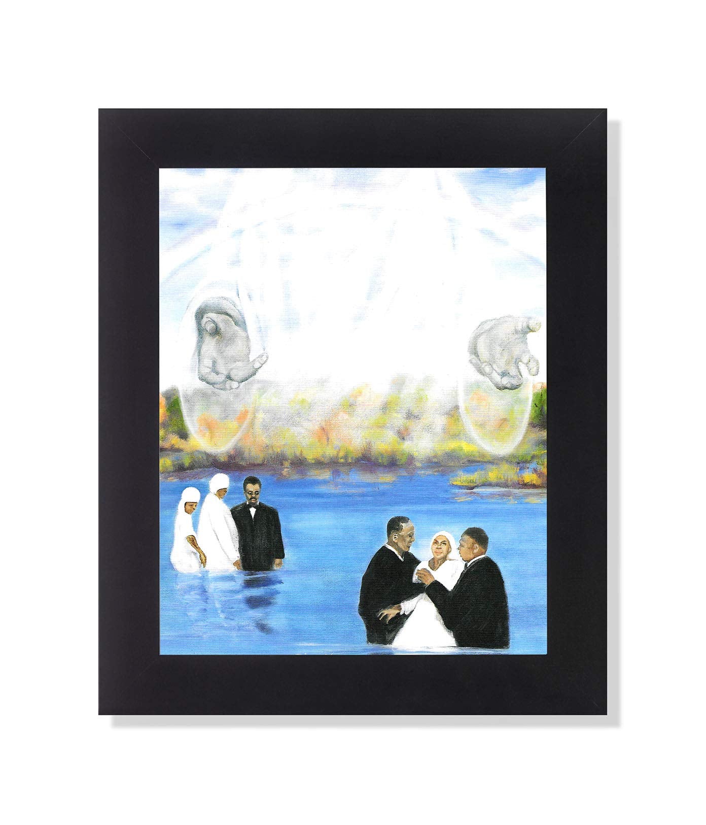 Black Framed Art Print – African American Religious 8x10 Wall Art in Oak Wood Frame