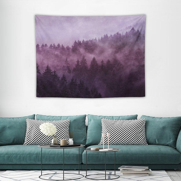 Excuse Me, I'm Lost  Laid Back In A Romantasy Moody Wilderness Dream Forest With Cascadia Trees Covered In Magic Fog Tapestry