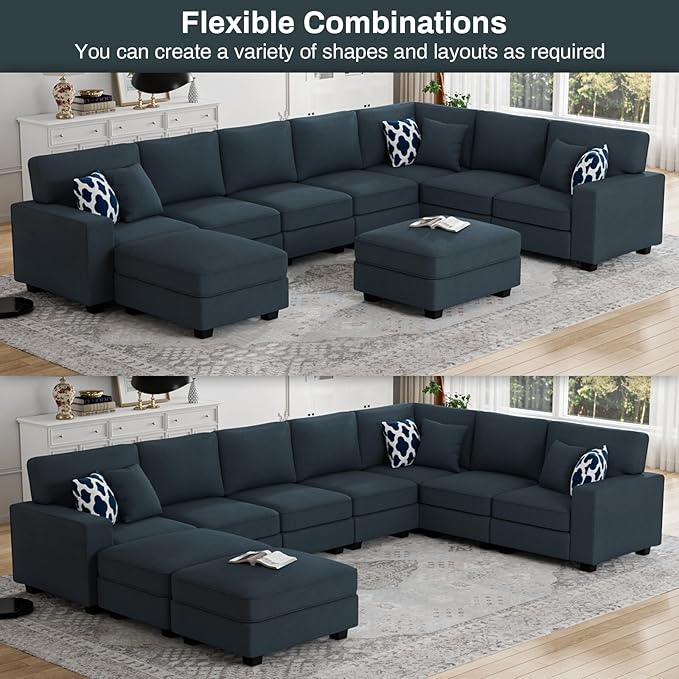 L Lengend Vansen Modular Sectional Sofa U Shaped Couch with Ottoman Modern Reversible Corner Sectional Couch for Living Room (Charcoal, U Shaped Sofa-5)