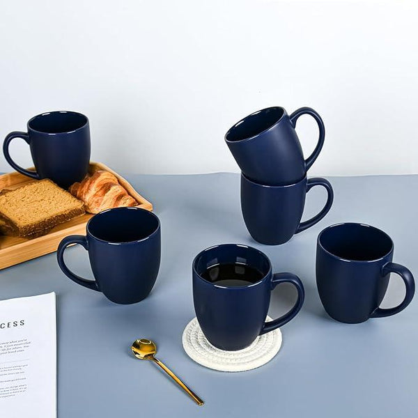 16oz Coffee Mugs Set of 6, Large Ceramic Modern Coffee Mugs With Handle For Tea,Latte,Cappuccino,Cocoa. Dishwasher.Microwave Safe (Matte Blue)