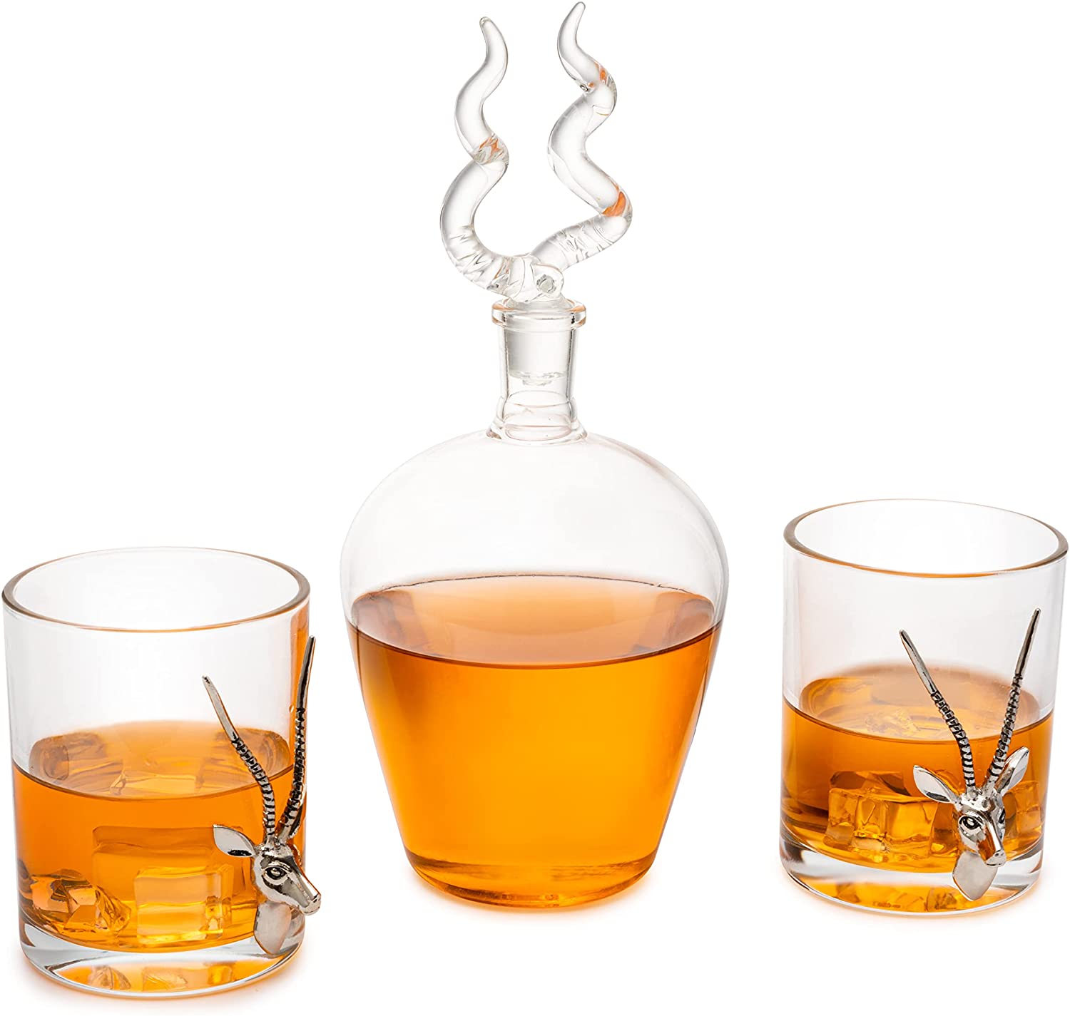Stag Antler Whiskey Decanter Set 8.5