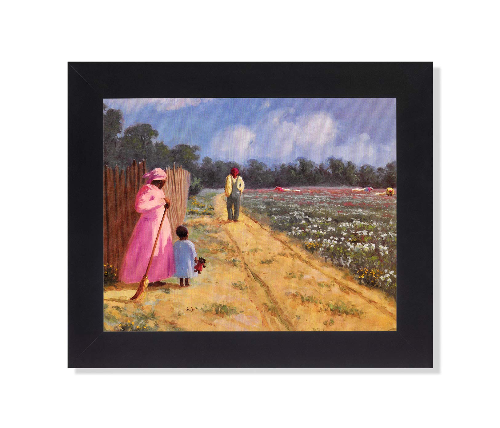 Framed Art Print - African American Cotton Field 8x10 Black Wood Frame