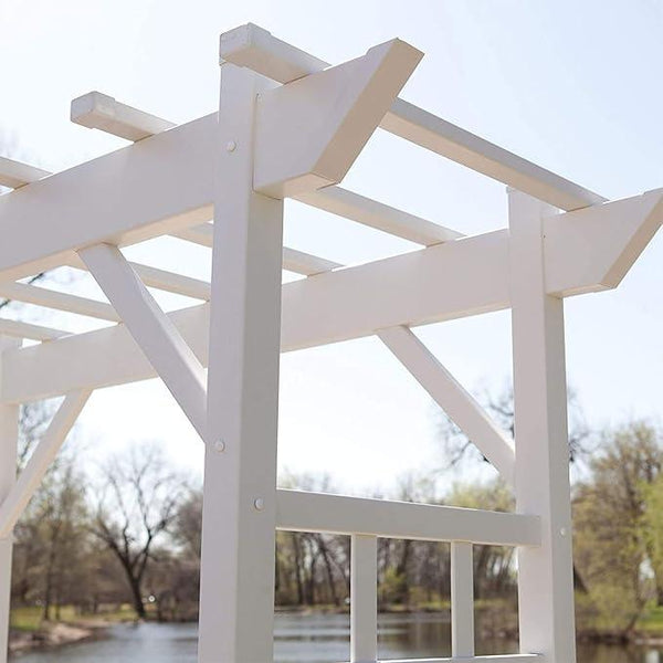Dura-Trel PVC Garden Arbor, Arch Support for Climbing Plants, Providence, White, 64