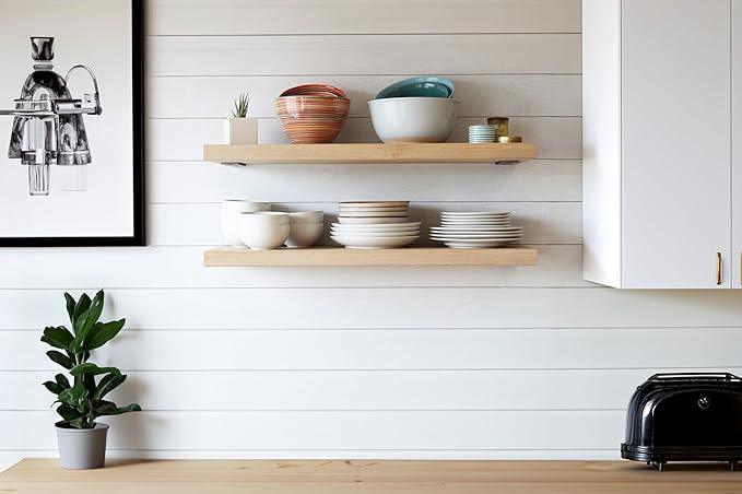 Urban Legacy Unfinished White Oak Deep Floating Shelves | Easy to Install Accent Modern Floating Shelves with Floating Shelf Brackets| Set of 2 (24