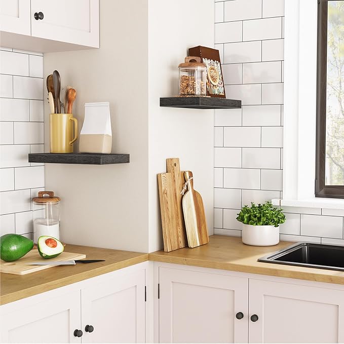 HOOBRO Floating Shelves for Wall, Wall Mounted Shelf Set of 2, 15.7