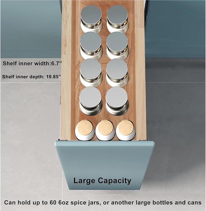 DINDON Pull Out Spice Rack Cabinet Organizer, (8