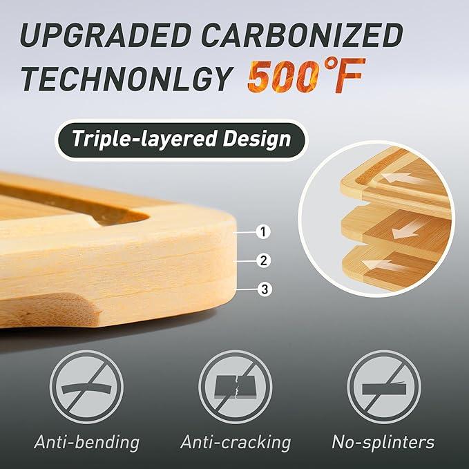 Bamboo Cutting Board Set Non Slip Feet Over Sink Brides Her Wedding Day Bridal Shower Engaged Engagement Hostess Couple Newly Wed House Christmas Married Future Mrs fiancee Unique Cool Gifts