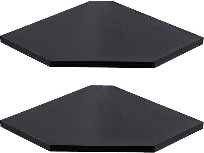 Corner Shelf Wall Mount, Floating Corner Shelves, Set of 2 Corner Wall Shelf Organizer, Rustic Wood Wall Storage Display Shelves for Living Room Bedroom Bathroom Kitchen, Classic Black