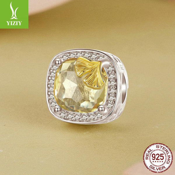Silver Charm Original Autumn Golden Ginkgo Leaf DIY Bracelet Beads Luxurious Shining s925 Pure Silver Beads Loose Beads