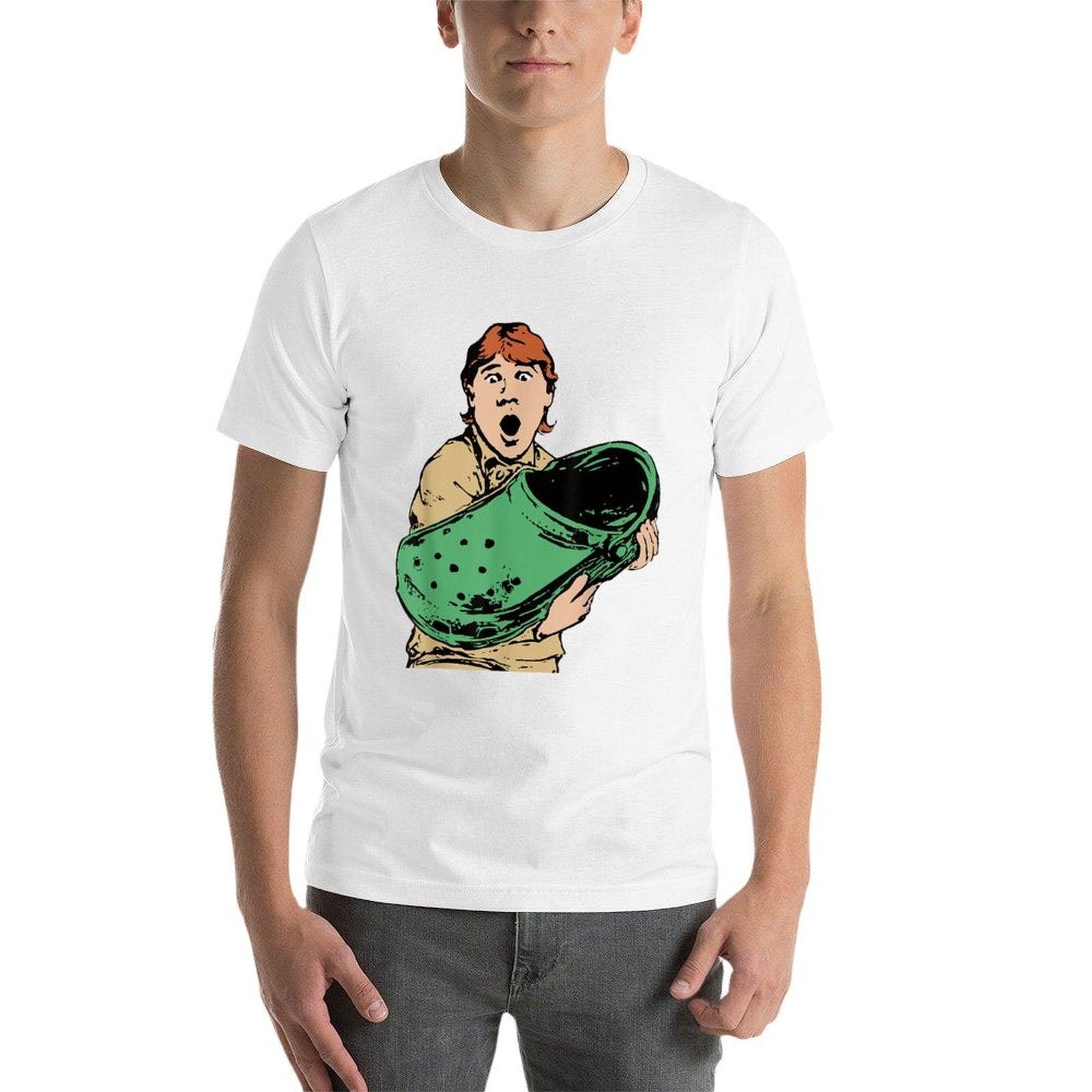 Crikey A Croc Funny Australian Crocodile Man  Ribbed Collar T-Shirt