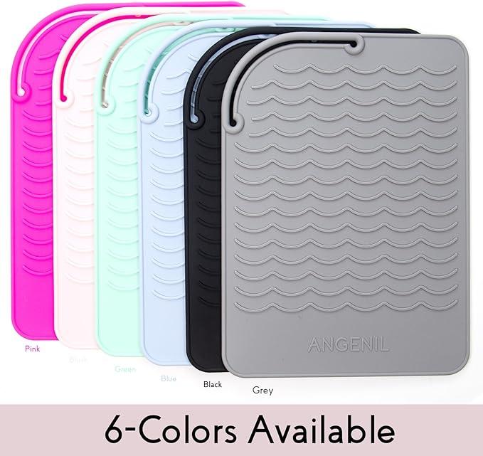 ANGENIL Heat Resistant Mat for Curling Irons, Hair Straighteners, and Flat Irons - Silicone Counter Pad and Travel Case for Hair Styling Tools