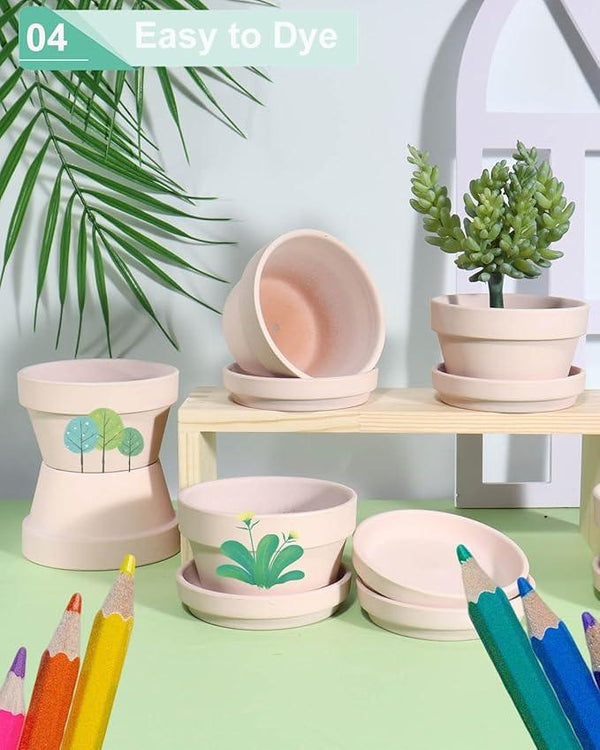 vensovo 4.5 Inch Pink Terracotta Shallow Succulent Pots - 6 Pack Terra Cotta Clay Pot with Saucer, Cacuts Indoor and Outdoor Planters with Drainage Hole