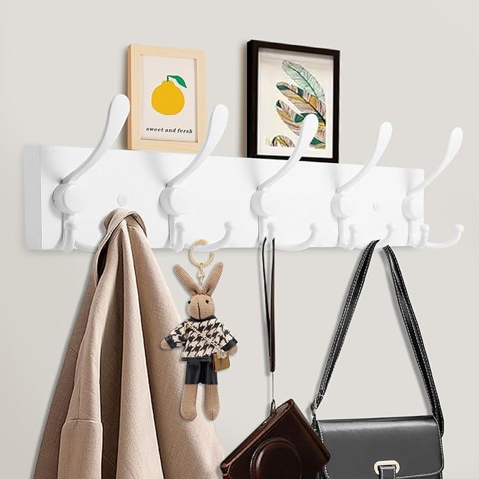 2pcs Coat Rack Wall Mount Coat Hooks Wooden Hat Rack for Wall Hooks Pine Real Wood Plank 16.9