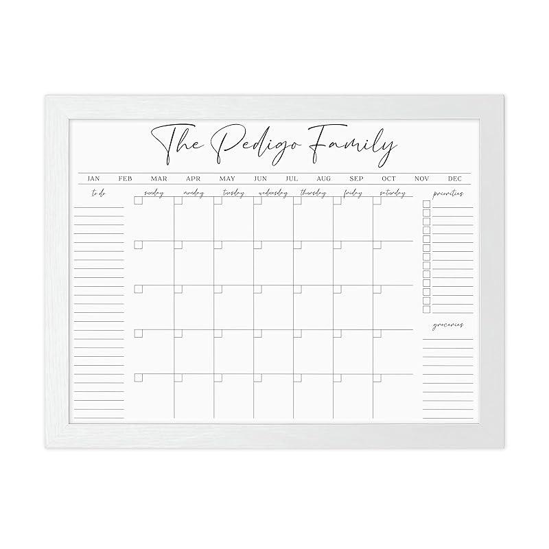 Personalized Dry Erase Wall Calendar with Custom To do list and Notes Organization Sections | Large Whiteboard Calendar (24