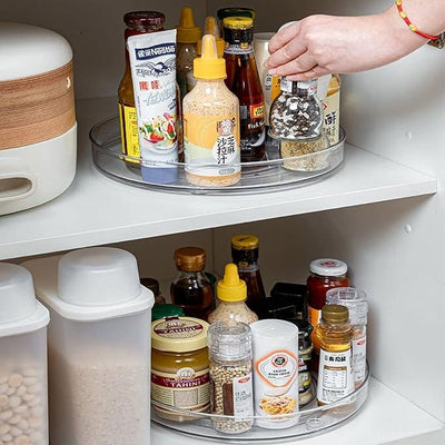 URALFA 2-Pack Lazy Susan Cabinet Organizer, Plastic Rotating Round Lazy Susan Turntable for Cabinet, Pantry, Countertop, Table, Fridge, 10.5 Inch
