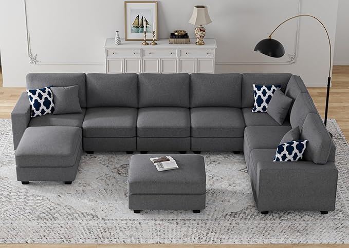 L Lengend Vansen Modular Sectional Sofa U Shaped Couch with Ottoman Modern Reversible Corner Sectional Couch for Living Room (Dark Grey, U Shaped Sofa-5)