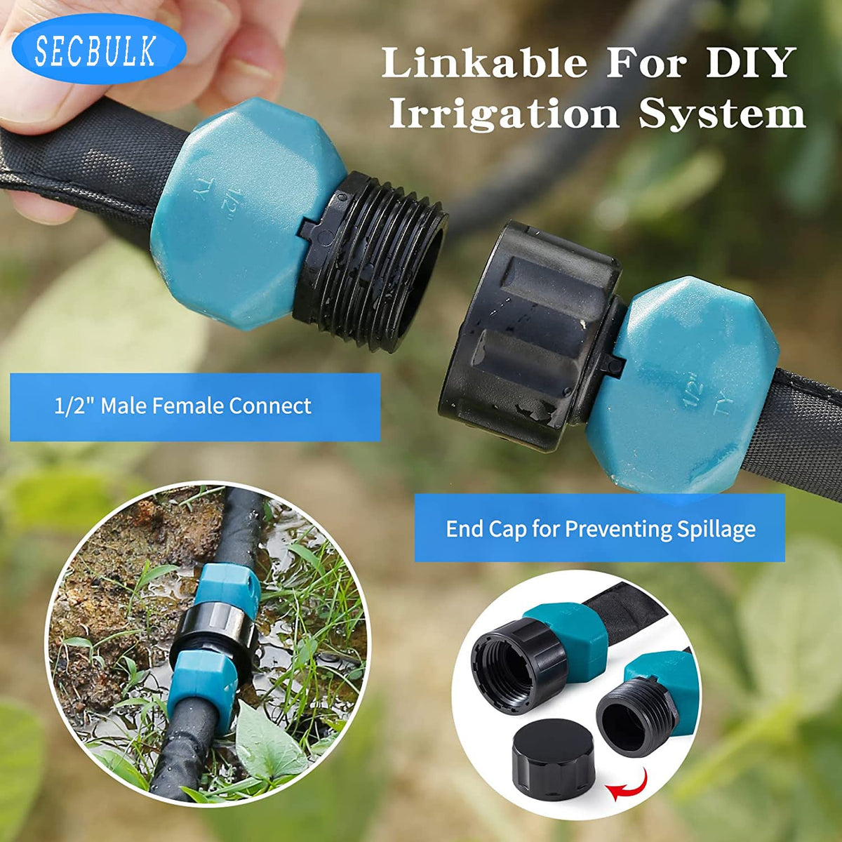 Flat Soaker Hose 100 ft (2 x 50 ft), Linkable Garden Drip Hose