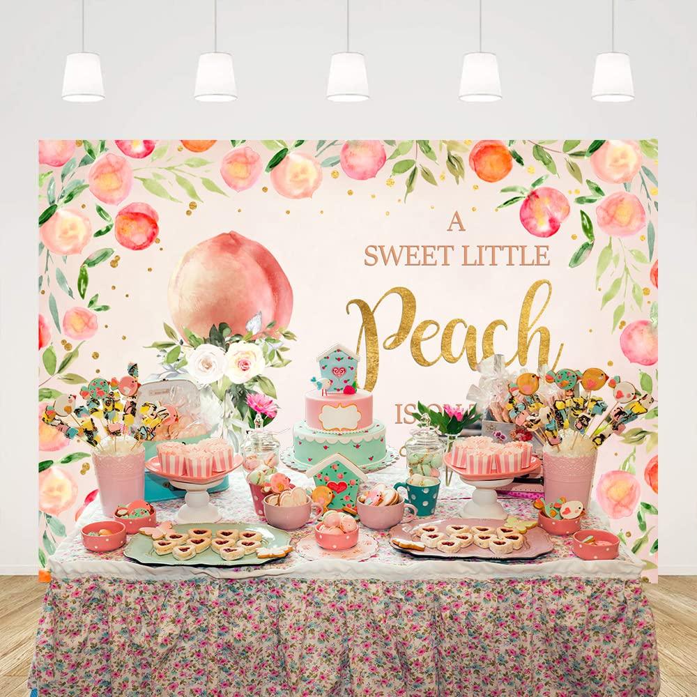 Sweet Little Peach Baby Shower Backdrop, 7 x 5 ft, Pink