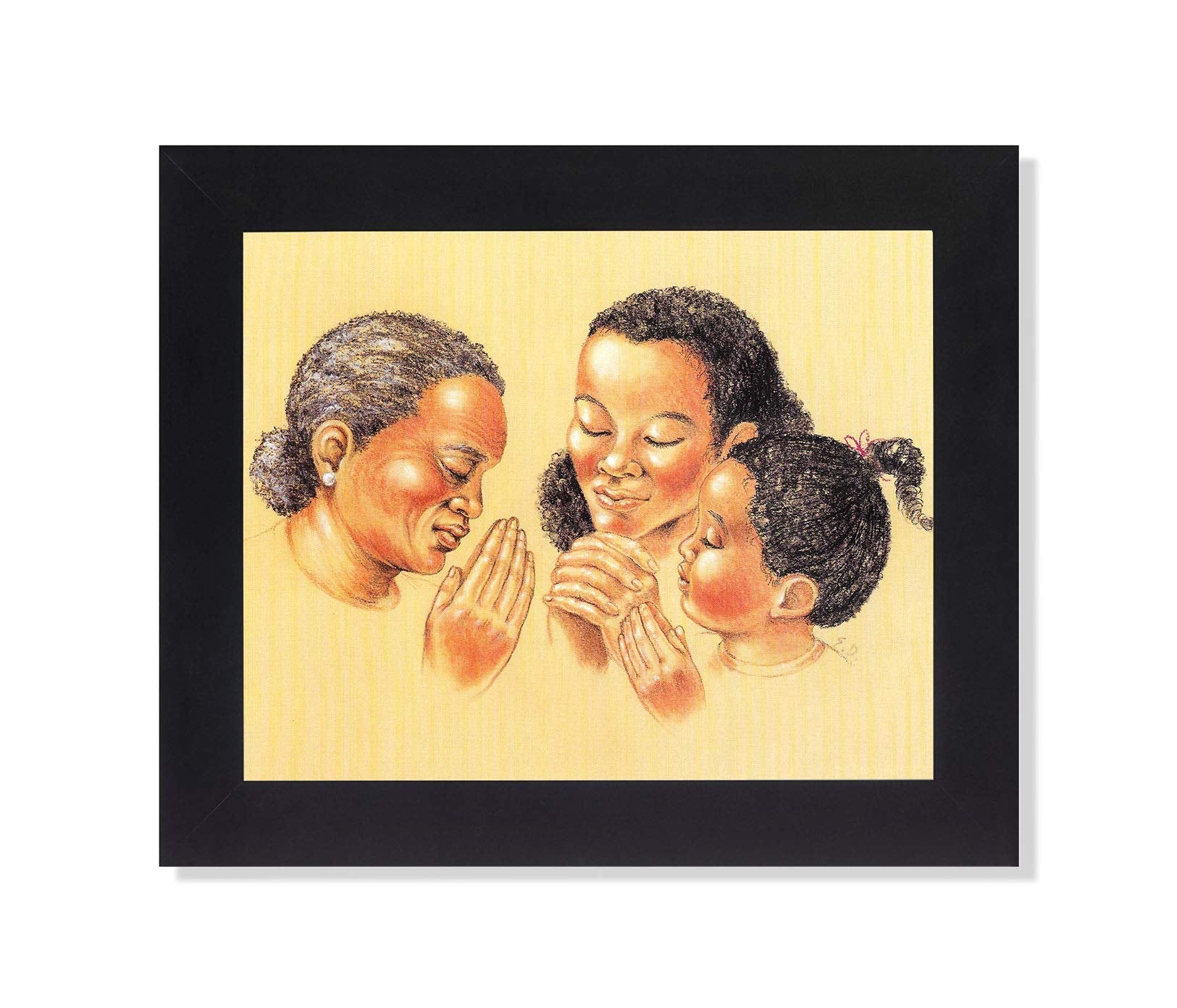 Framed Art Print - African American Three Generations Praying Women 8x10 Black Frame