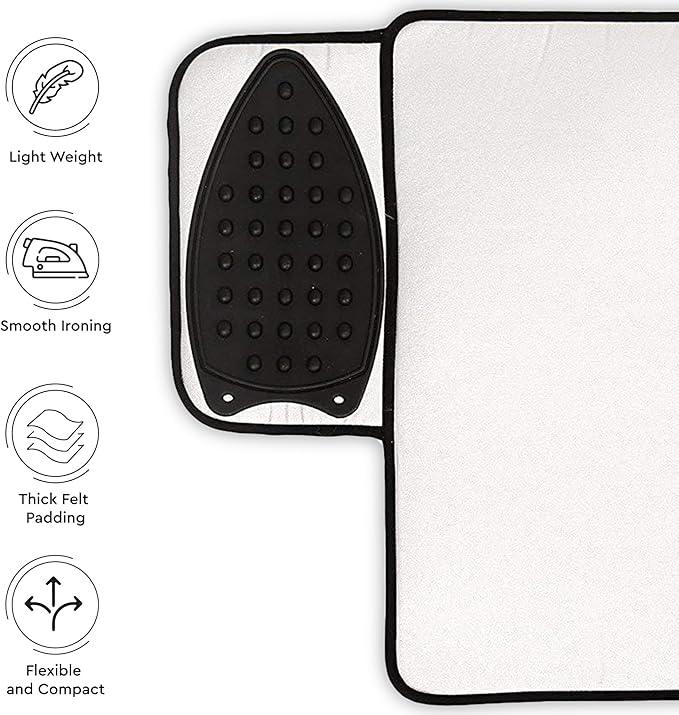 Encasa Homes Ironing Mat/Pad - Metallic Silver (Small 28