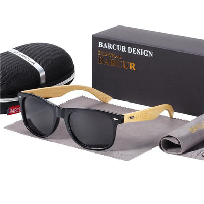 Bamboo Shades Dark Sunglasses Square Night Glasses Polarized Wood Handmade Eyewear For Women and Men With UV400 Protection