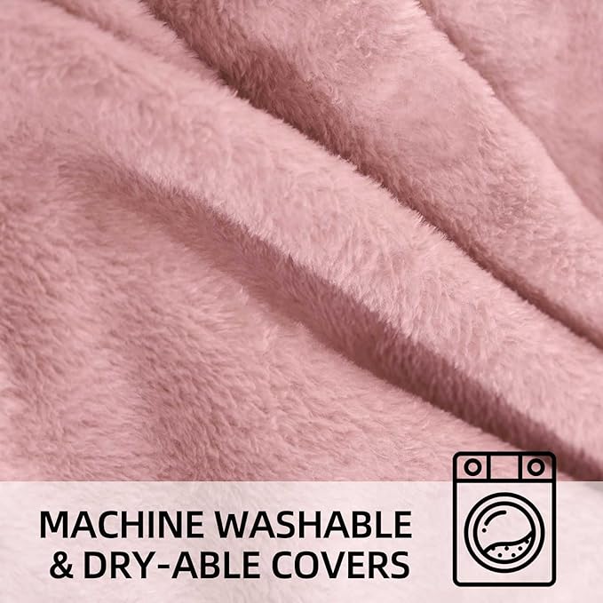 Bean Bag Chair 6Ft, Memory Foam Filled, Large Beanbag Chairs for Adults and Teens, Soft Sofa with Removable Flannel Cover, Round Couch for Living Room Bedroom College Dorm (Pink, 6FT-67×67