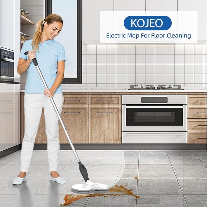 Electric Mop for Floor Cleaning, As Seen On TV, Cordless Spin Mopper Motorised Electric Mops for Hardwood Tile Laminate Floor Daily Light Cleaning (No Water Tank)