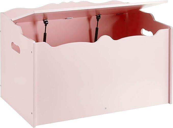 Amazon Basics Kids Toy Box, Wooden Organizer Storage Chest, Pink, 30