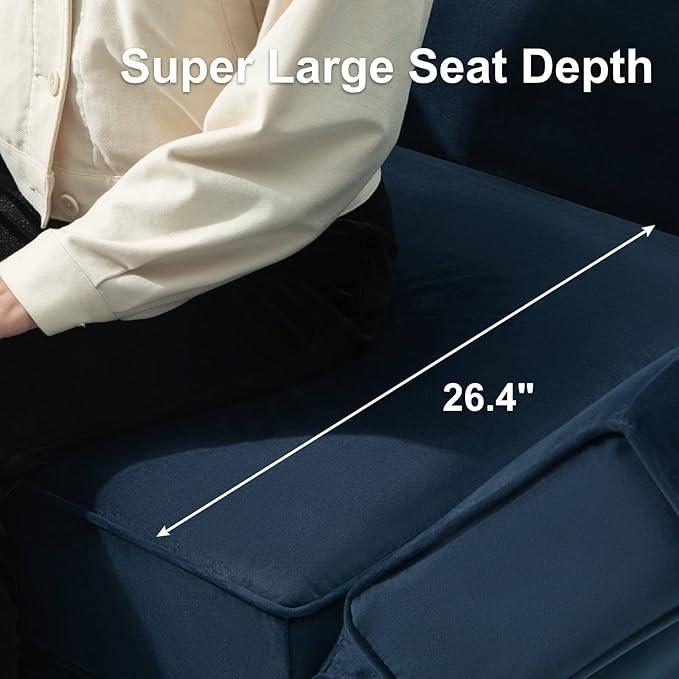 Belffin Convertible Sectional Sofa with Chaise Velvet L Shaped Sofa Couch Modular Sectional Sofa with Storage Blue