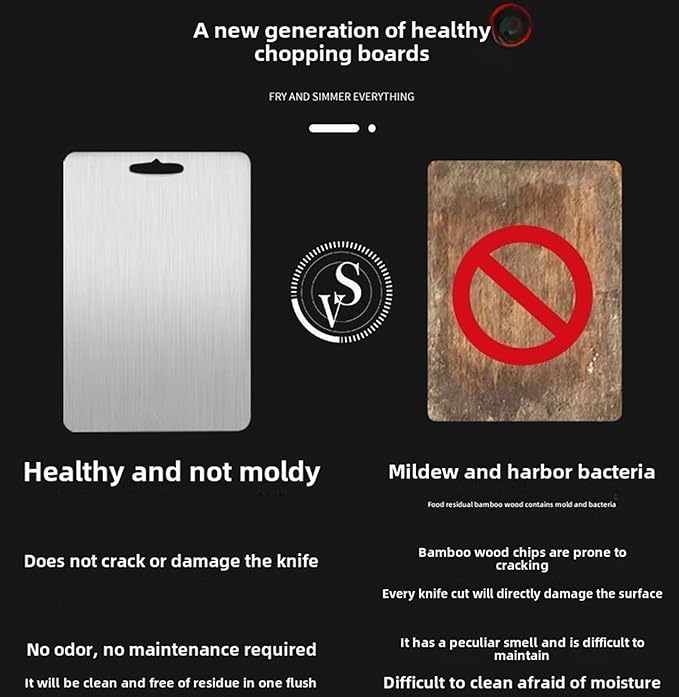 Titanium Cutting Board, New Upgrade Pure Titanium Cutting Boards for Kitchen,Food Grade 316 Stainless Steel Cutting Board，Double sided Dishwasher Safe 13.4 * 9inch